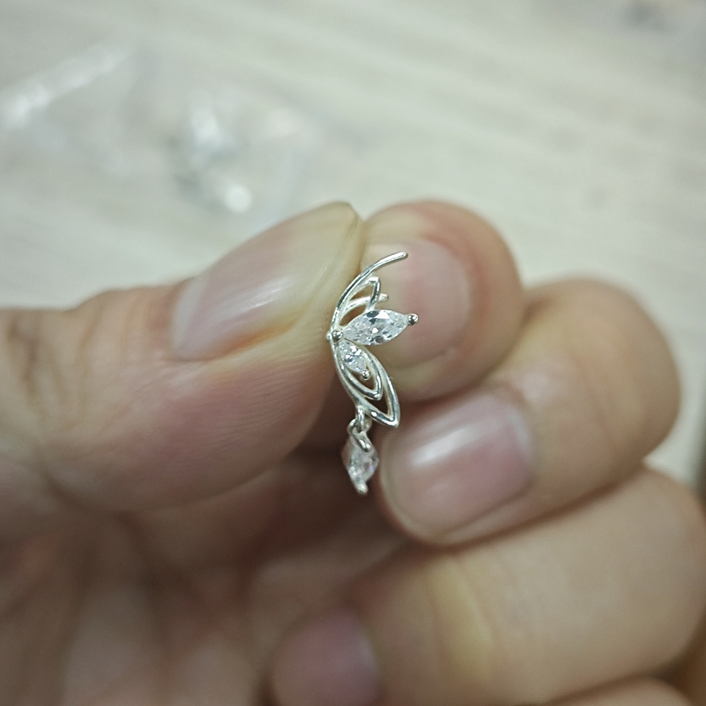 Delicate Silver Leaf Drop Earrings - image 2